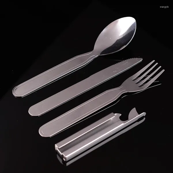 Conjuntos de utensílios de jantar 4pcs/defina portátil aço inoxidável utensílios de mesa de mesa de faca de utensílios de utensílios de utensílio