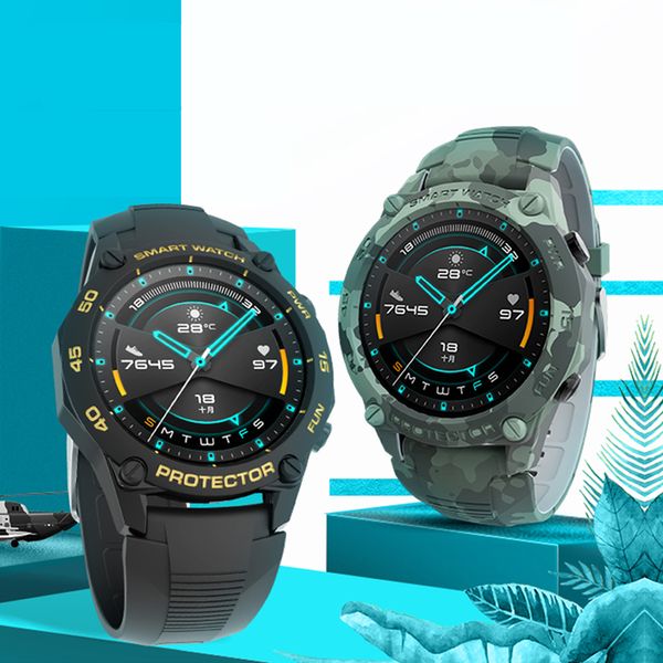 Für Huawei GT2 46mm Smartwatch Camouflage Case Strap Set TPU Case GT 2 46mm Schutzhülle Uhr Outdoor Sport Zubehör
