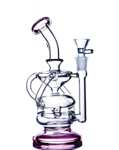 уникальные бонги перколяторные трубы кальяны кальяны Klein Recycler Dab Rigs Толстая стеклянная вода Bongs Cyclone милый дэб с 14 -миллиметровым Banger