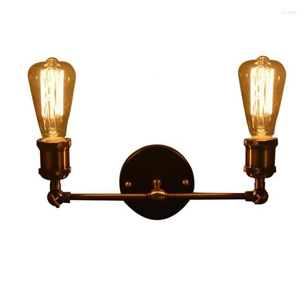 Lâmpada de parede vintage loft metal cabeças duplas leves retro brass country style e27 edison sconces acessórios ac90-260v