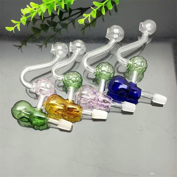 Tubos de fumantes novas caldeira de vidro de futebol de caveira colorida Grande Pyrex Glass Oil Burner Tubs espessos plataformas de óleo grossa