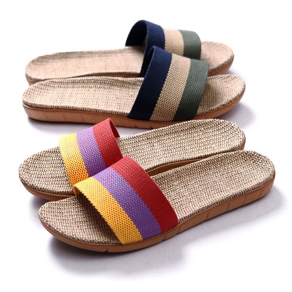 GAI Suihyung Sommer Flachs Hausschuhe Frauen Männer Casual Leinen Rutschen Multi-stil Nicht-slip EVA Hause Flip-Flops Indoor schuhe Weibliche Sandalen 230314