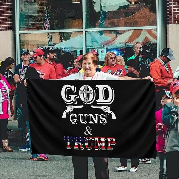 Stock 3x5ft Trump Flags 2024 Banner de campanha Trump God Guns Flag RRA