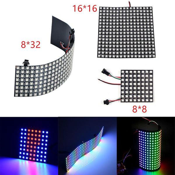 Strisce 8/16 16/8 32/16 8 WS2812B Pannello SK6812 indirizzabile RGB 5V NERO Bianco Display LED a colori Schermo Strisce con pannelli flessibiliLED