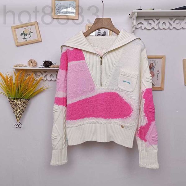 Designer de suéteres femininos Milan Runway Autumn Sweater Sweater de manga comprida Pullover preto branco Xue iux9