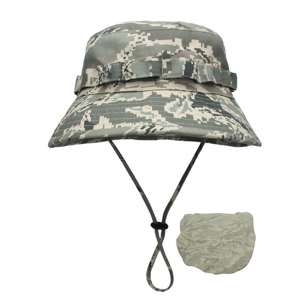 Breite Krempelnhüte Bucket Hut Outfly Digital Camouflage Armee Hut Outdoor Camping Männer Kurzkrempe Hut Großhandel Sonnenschutz Bionic Dschungel Hut Eimer Hut 230314