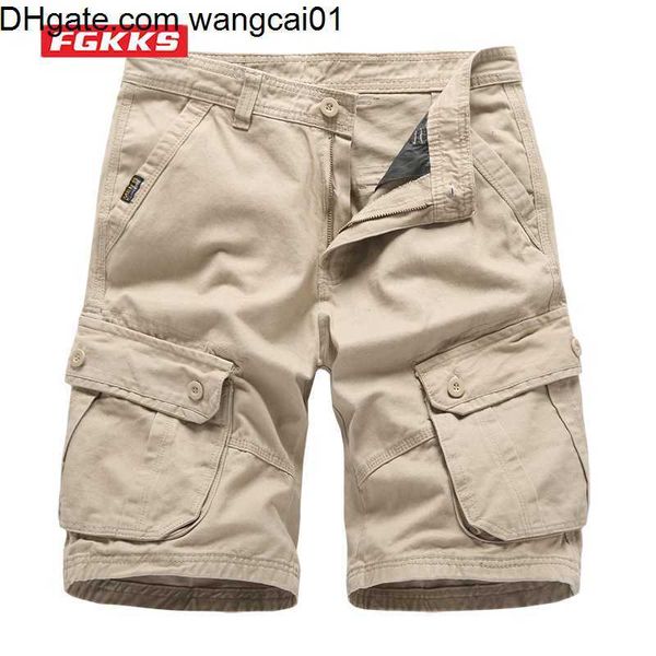 Wangcai01 Мужские шорты FGKKS 2022 Cargo Men's Shorts Summer Casual Trend Fashion Solid Color Short High Caffice Design Hot Casual Cargo Short для MA 0314H23