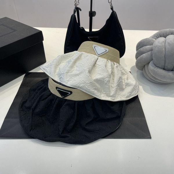 Cappello da donna con visiera nera cappello da designer estivo per il tempo libero sport protezione solare cappelli a cilindro vuoti paglia di cotone portata moda tendenza visiera per le donne