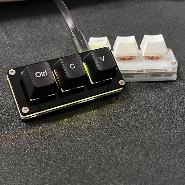 Copiar colar o teclado macro programável mini 3 key rgb teclado mecânico programação com fio teclado branco/ preto