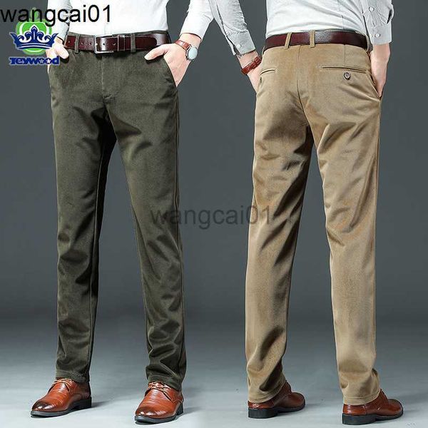 wangcai01 Herrenhosen Herbst Winter Hochwertige Cordhose Männer Dicke Baumwolle Business Gerade Khaki Blau Kaffee Klassische Hose Bürohose 0315H23