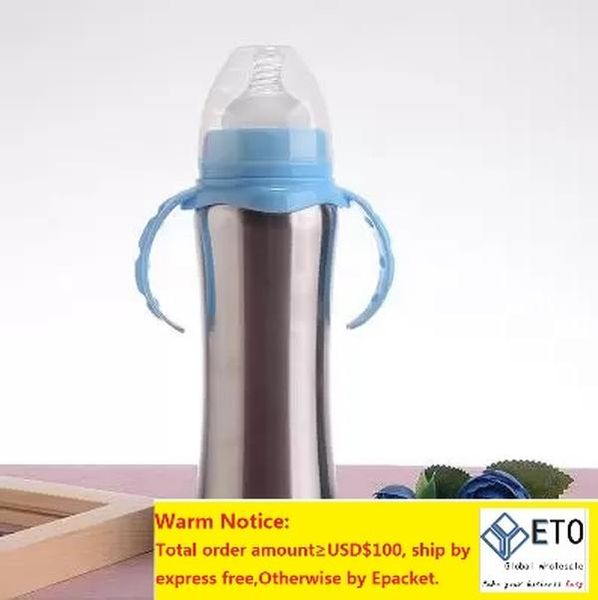 8 унций из нержавеющей стали Sippy Cup Baby Milk Bottles с ручкой с изолированной вакуумной кормлением новорожденных детские бутылки