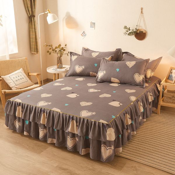 Saia de cama 3 roupas de cama à prova de poeira grandes/grandes e grandes com cama de estampa de planta decorativa 230410