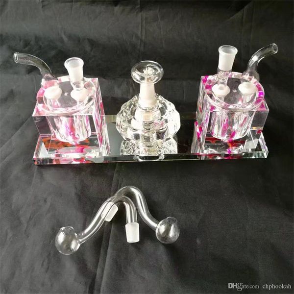 Tubos de fumantes Double Siamese Alcohol Lamp Labloh, Bongos de Bongas por atacado Tubos de água de queimadores de óleo