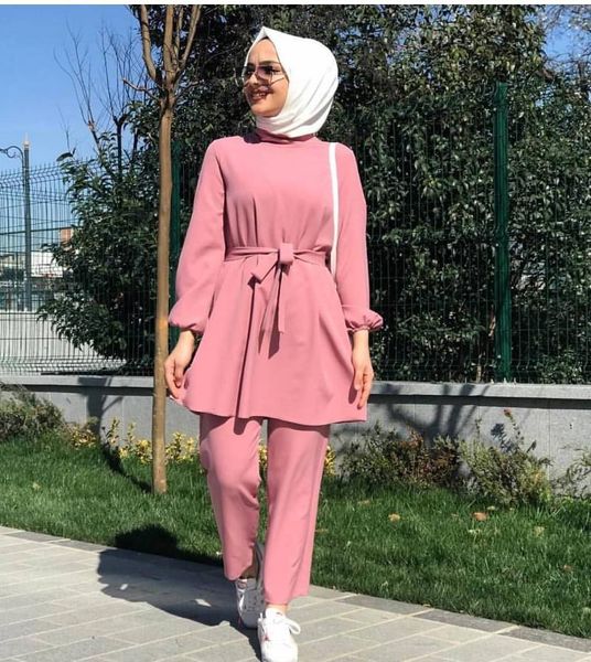 Roupas étnicas muçulmanas de duas peças set mulheres ramadã abaya peru hijab vestido de oração largura perna calça terno khimar kaftan marroquino roupas etnicnic