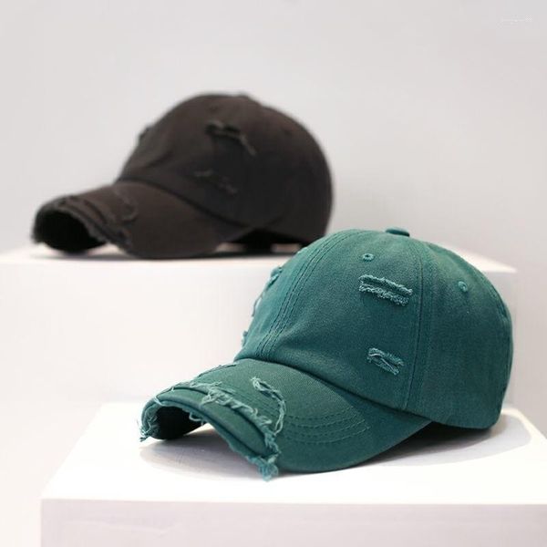 Ball Caps Mann Ripped Baumwolle Baseball Cap Für Frauen Sommer Distressed Sport Hut Hip Hop Straße Reise Papa Mädchen