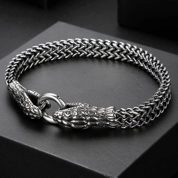 Braccialetti a catena a maglie punk rock per uomo Bracciale a forma di serpente Goth Esagerato Braccialetti con ciondoli color argento oro vintage Gioielli regalo per feste hip-hop