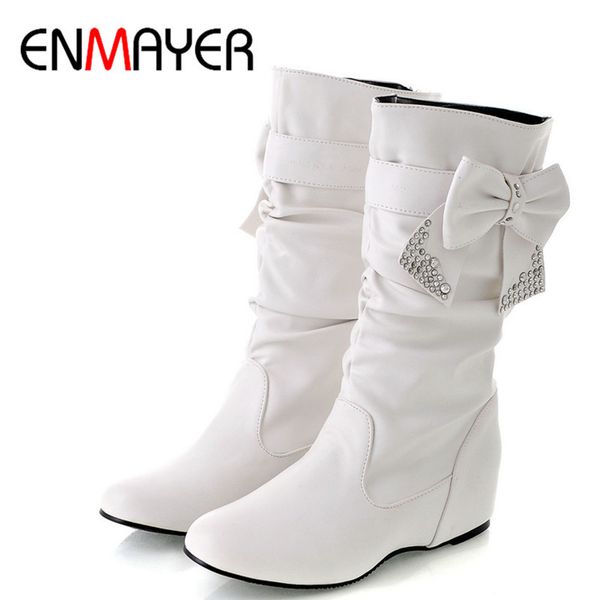 BOTAS ENMAYER MULHERES VENDA E AUTUMO AO AUTUMA CHARMS SLATS BOOTS SAPATOS MULHER MIDOL 4 CORES BRANCOS TAMANHO GRANDE 34-47 230314