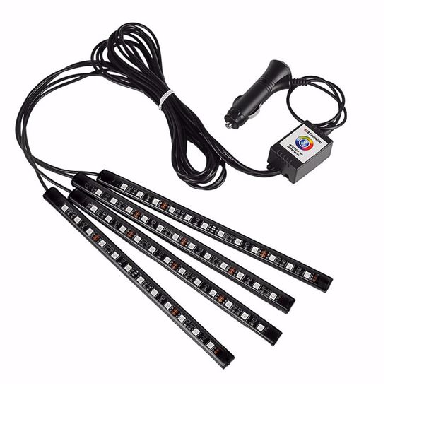 Luci per strisce interne per auto 48 Lampade per atmosfera per auto a LED Luci al neon per auto Musica multicolore Luci per strisce LED per auto sotto DC12V crestech