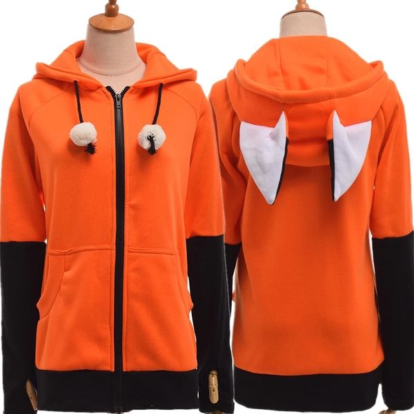 Damen Hoodies Sweatshirts Tierohren Cosplay Kostüm Kapuzenjacke Warm Orange Sweatshirt Unisex Hoodie 230313