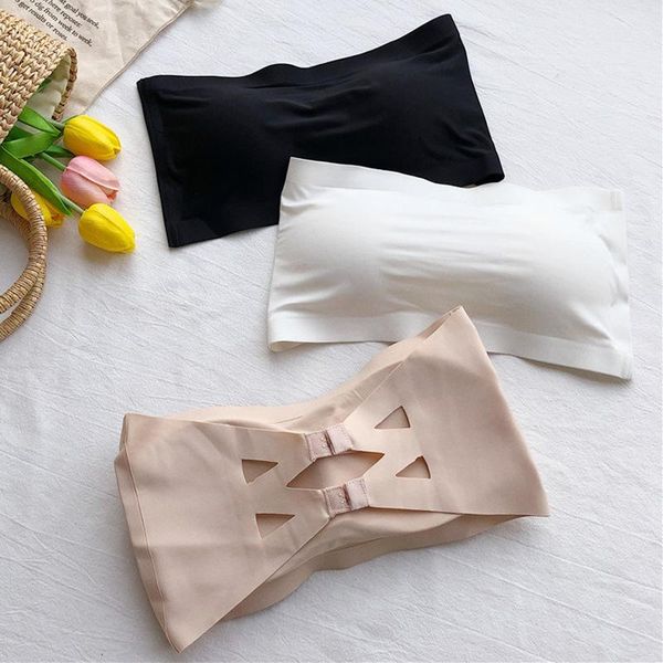 Bustiers Corsetes de tubo de uma peça sem costura Mulheres Mulheres Removíveis Pads Basices Black/Branco/Pele feminino Sem Aletade Banduária Topbustiers TopBustiers