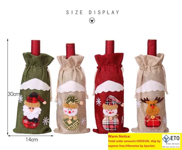 Bolsas de capa de garrafa de vinho de Natal Papai Noel Revelando Renafra de Snowflake Bottle Botty Bolsa Case de neve de neve, boneco de natal