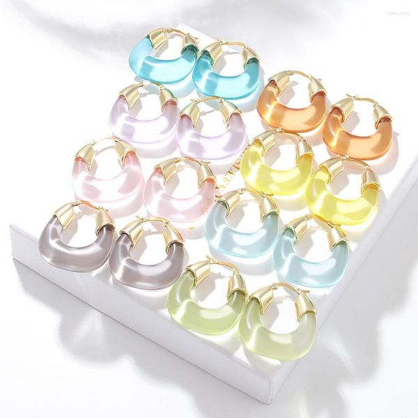 Orecchini a cerchio moda elegante resina color caramella per le donne accessori di gioielli alla moda geometrici trasparenti multicolori