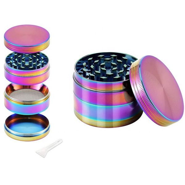 40mm muti color tabacco Grinders fumo accessroy metallo arcobaleno in lega di zinco frantoio erba smerigliatrice 4 strati denti cnc filtro netto erba secca penna vaporizzatore