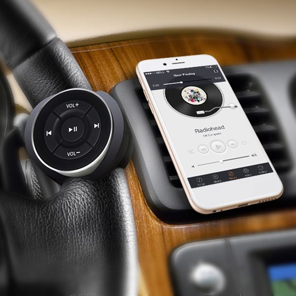 Neuer kabelloser Bluetooth-Fernbedienungs-Telefon-Media-Lenkrad-MP3-Musik-Player für Android IOS Smartphone Control Car Kit