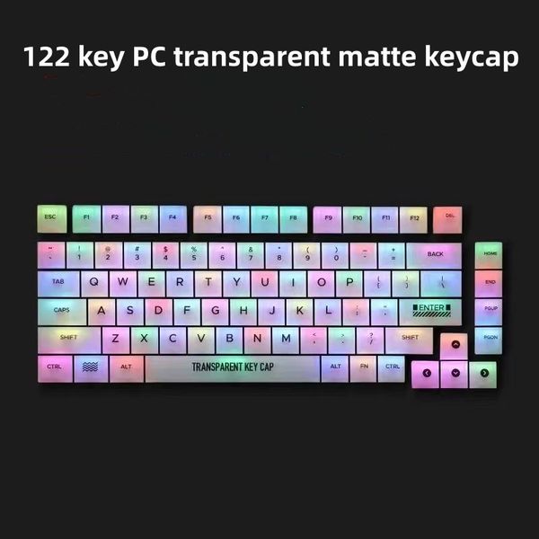 82/122 key pc transparente fosted keycap conjunto