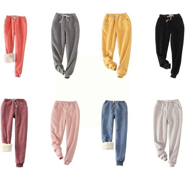 Pantaloni da donna Capris Pantaloni caldi imbottiti in velluto di agnello Fashion Stretch High Casual Pantaloni semplici in cotone Vita da donna Inverno M2w7