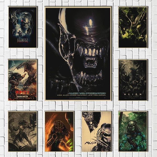 Film Alien vs Predator Retro-Kunst-Blechplakat, Hausdekoration, Metall-Blechschild, Wohnzimmer, hochwertige Kunst, dekorative Heimdekoration, personalisiertes Gemälde, Größe 30 x 20 cm, w02