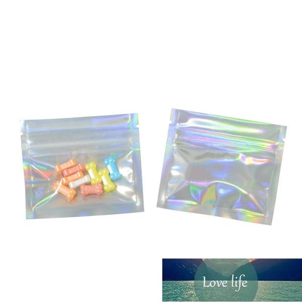 Classic Clear Mini Zip Lock Holographic Mylar Packaging Bags 100pcs Colorful Rainbow Sample Power Packing Bags Pillole Storage Bag 7.5 * 6.5cm