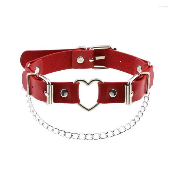 Halsband Rosa Gothic Leder Goth Silber Herz Punk Halskette Kragen Für Frauen Mädchen Metall Chocker Hals Cosplay Schmuck