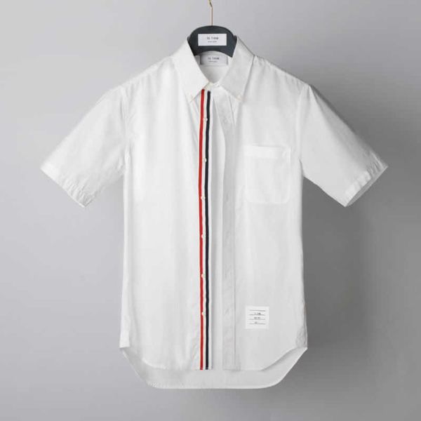 Camisa de manga curta de tecido popelina de alta densidade tendência branca Bonzero Business casual slim fit popular masculina