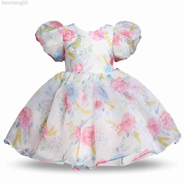 Abiti da ragazza Fluffy Christmas Girls Princess Dress Flower Capodanno Baby Kids Wedding Party Prom Gown Tulle Abiti estivi per bambini eleganti W0314