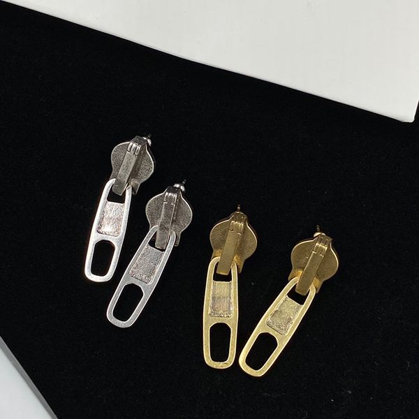 Chic Zipper Style Women Charm Orecchini semplici lucidi Orecchini femminili da strada all'aperto