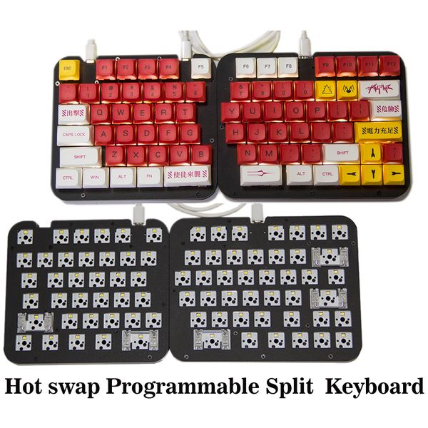 Split teclado macro pad programável jogador 78key LED Hot Swap Keypad sem suporte de programação de keycap 3pin 5pin Switch Gaming