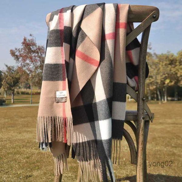 Hochwertiger Schal aus 100 % Kaschmir, modisch, klassisch, kariert, bedruckt, ultraweich, thermisch, 190 x 70 cm