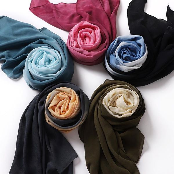 Lenços 50pcs ombre bolha chiffon hijab tingido xale amarrado/xales longos cachecol/lenços de cachecol pode escolher colorido escaladas