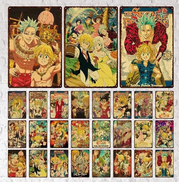 Classic Anime Movie Metal Tin Poster Japan Anime Targa in metallo Targa in metallo vintage Art Iron Painting Indoor Kid Room Bar Decorazione della parete Targhe in metallo personalizzate 30X20CM