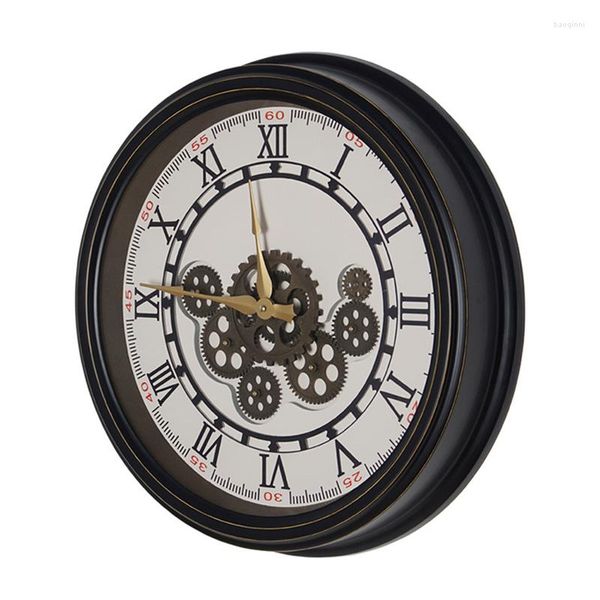 Wanduhren Nordic Metal Gear Clock Stille amerikanische große Vintage Home Decor Wohnzimmer Dekoration Geschenk