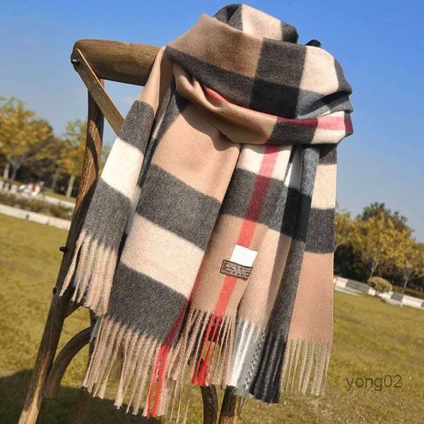 Sciarpa in cashmere di design invernale per donna e uomo fascia lunga di qualità moda classica stampata a quadri grandi scialli scozzesiPJS3