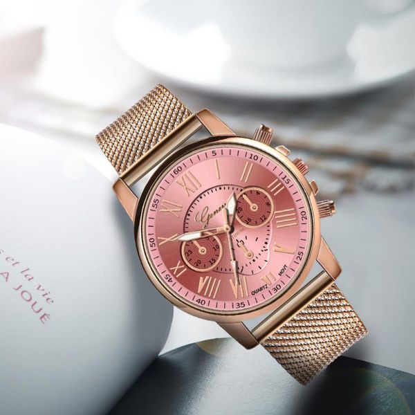 Armbanduhren 2023 Marke Mode Casual Uhren Damen Mädchen GENF Klassische Quarz-Armbanduhr Edelstahl Armband Uhr