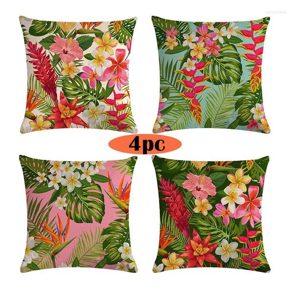 Almofado 1 lot plantas tropicais Capas de flores de linho de algodão flora