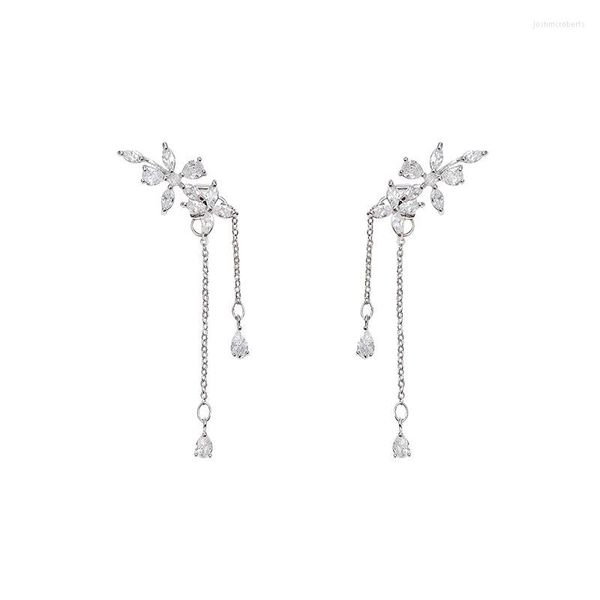 Orecchini pendenti S925 Silver Needle Long Style Nappa Zircone Femminile Edizione coreana Super Fairy Flower Design Senso Elegante donna Accesor