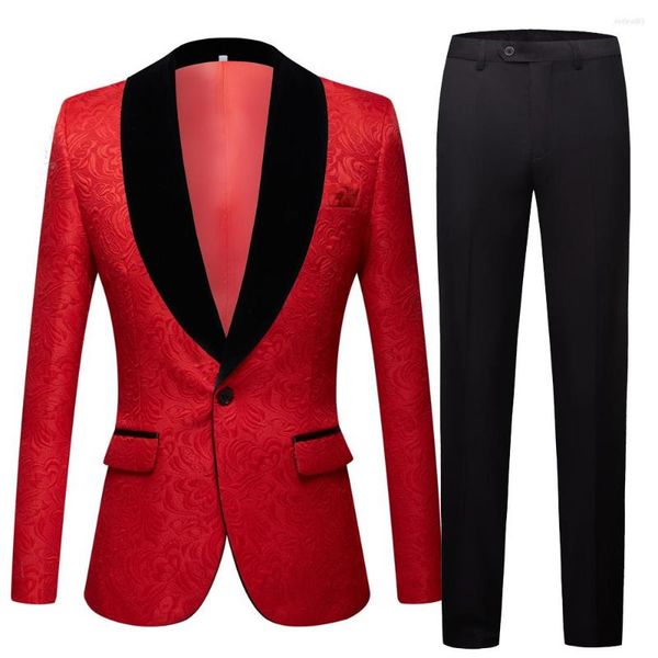 Ternos masculinos Casamento de fumantes de casamento masculino Tuxedo Jaqueta de 2 peças Terno para homens mais tamanho azul rosa amarelo (calça de casaco)