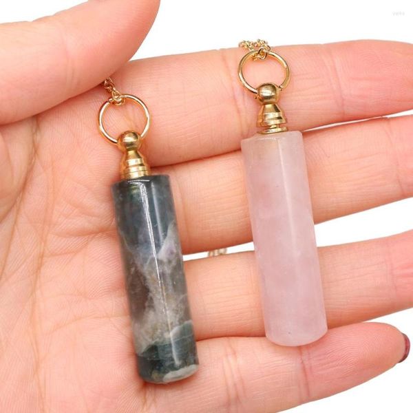 Correnturas de pedras de pedra natural Charn Charn Crystal Pendulum Quartzs Corrente de aço inoxidável para jóias de festas de mulheres