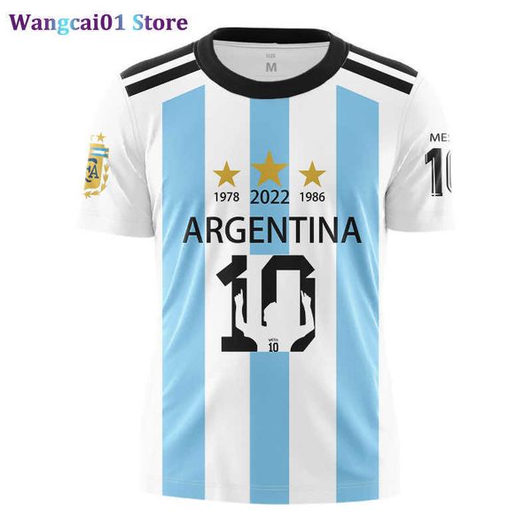 Camisetas masculinas 2022 Argentina Flag 3D T-shirts STREETHEATH SportSwear Tshirt Men Men Men New Argentina Champion 10 Tops Tops camiseta 0325H23