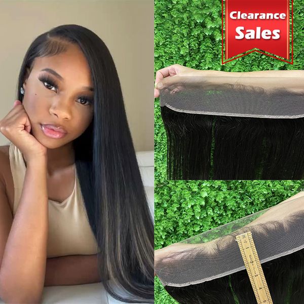 LIQUIDAÇÃO VENDA 13X2 Fecho de orelha a orelha Cabelo virgem brasileiro renda frontal sedoso corpo reto onda apliques de cabelo humano parte livre 8-20 polegadas cor natural