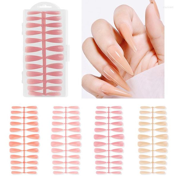 False unhas 240pcs Coffin unha Dicas de unhas nuas longa quadrado de extensão falsa arte transparente de gelo